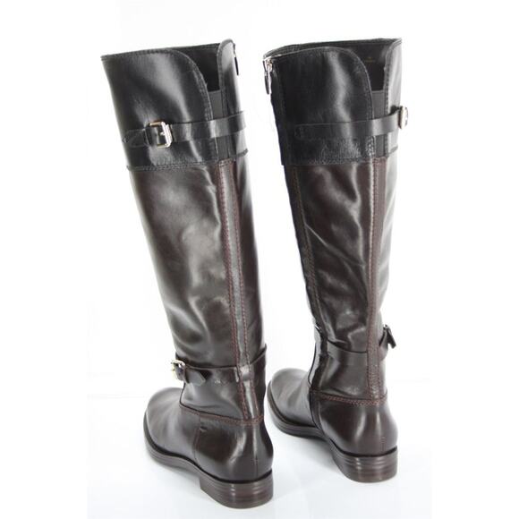 Enzo Angiolini Eero Black Brown Leather Tall Riding Boots Size 7 New Womens Knee - Picture 7 of 10